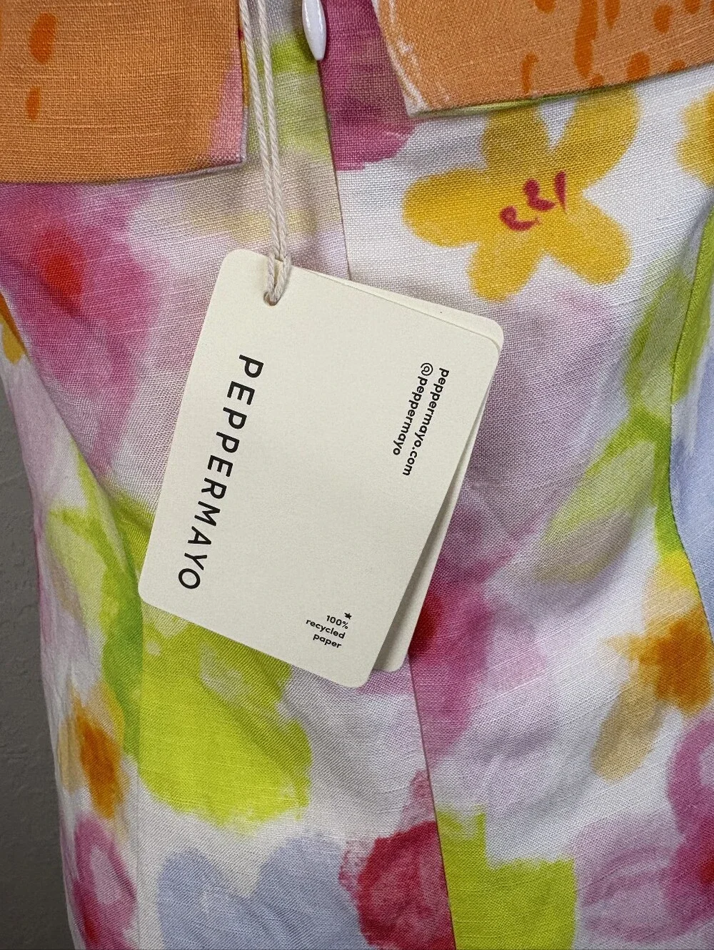 Peppermayo Skyscrapers Linen Mini Dress In Blurred Blossom, NWT, Size 6